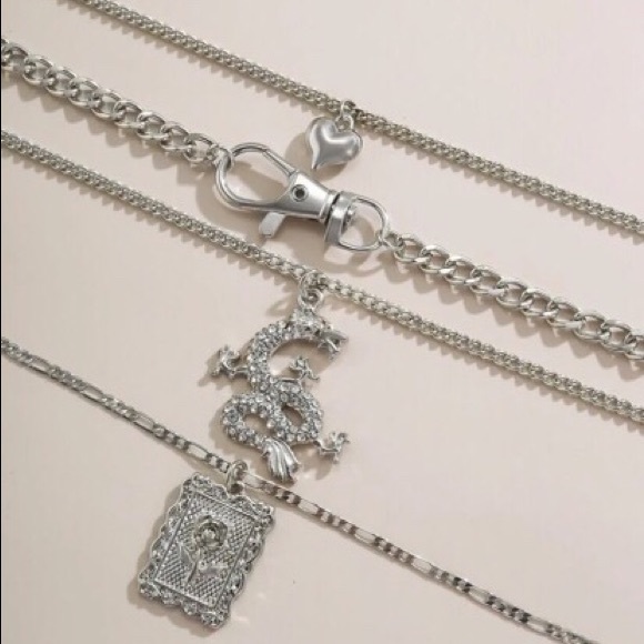 Layered Chinese Dragon Necklace Silver - Picture 3 of 3